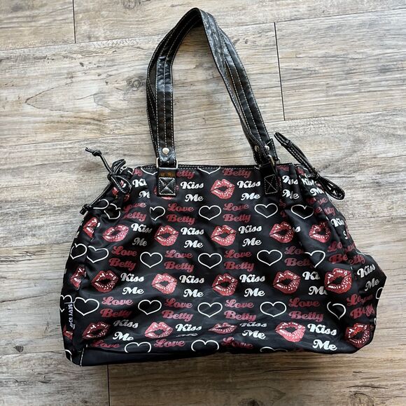 Betty Boop Shoulder Bag Tote Black and Red Y2K Punk - Picture 1 of 9